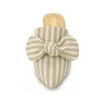 thumbnail image 6 of BLISSFUL STEP Women Stripe Bow Pointed Toe Block Heel Slides Mules Beige 9, 6 of 7