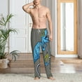 thumbnail image 5 of Uemuo Fun Riding Dinosaur Pattern Men's Wide Leg Palazzo Lounge Pants with Pockets Light Weight Loose Comfy Casual Pajama Pants-Small, 5 of 9