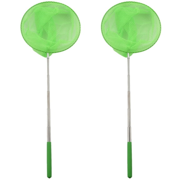 2X Outdoor Catching Butterfly Net Fishing Bag Stainless Steel Telescopic Tool Green