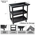 thumbnail image 2 of Aukfa 3-Tier Utility Cart with Wheels, 450 lb Heavy Duty Rolling Tool Cart Service Cart for Warehouse, Garage, Black, 2 of 10