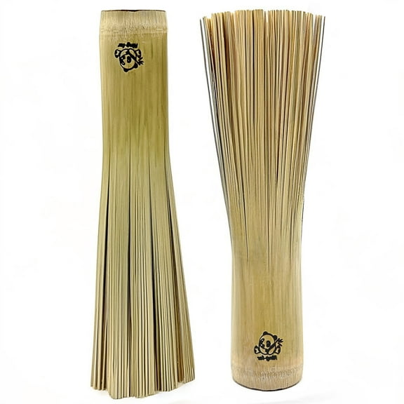 2 Packs,Bamboo Wok Brush, Refined Kitchen Cleaning Brush, Traditional Natural Bamboo Pot Brush, One Piece Structure,Powerfully Scrub Pots and Jars of Stains (Small, Flat Mouth)