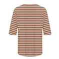 thumbnail image 5 of Aobny Orange Tshirts for Women Striped Casual T-Shirt Elbow-Length Crew Neck Tees,L, 5 of 5