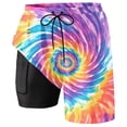 thumbnail image 4 of Swim Trunks Men 5 Inch Stretchy Quick Dry Slim High Stretch Board Shorts Men's Gradient Athletic Fit Compression Liner Casual Shorts,Purple,XXL, 4 of 4