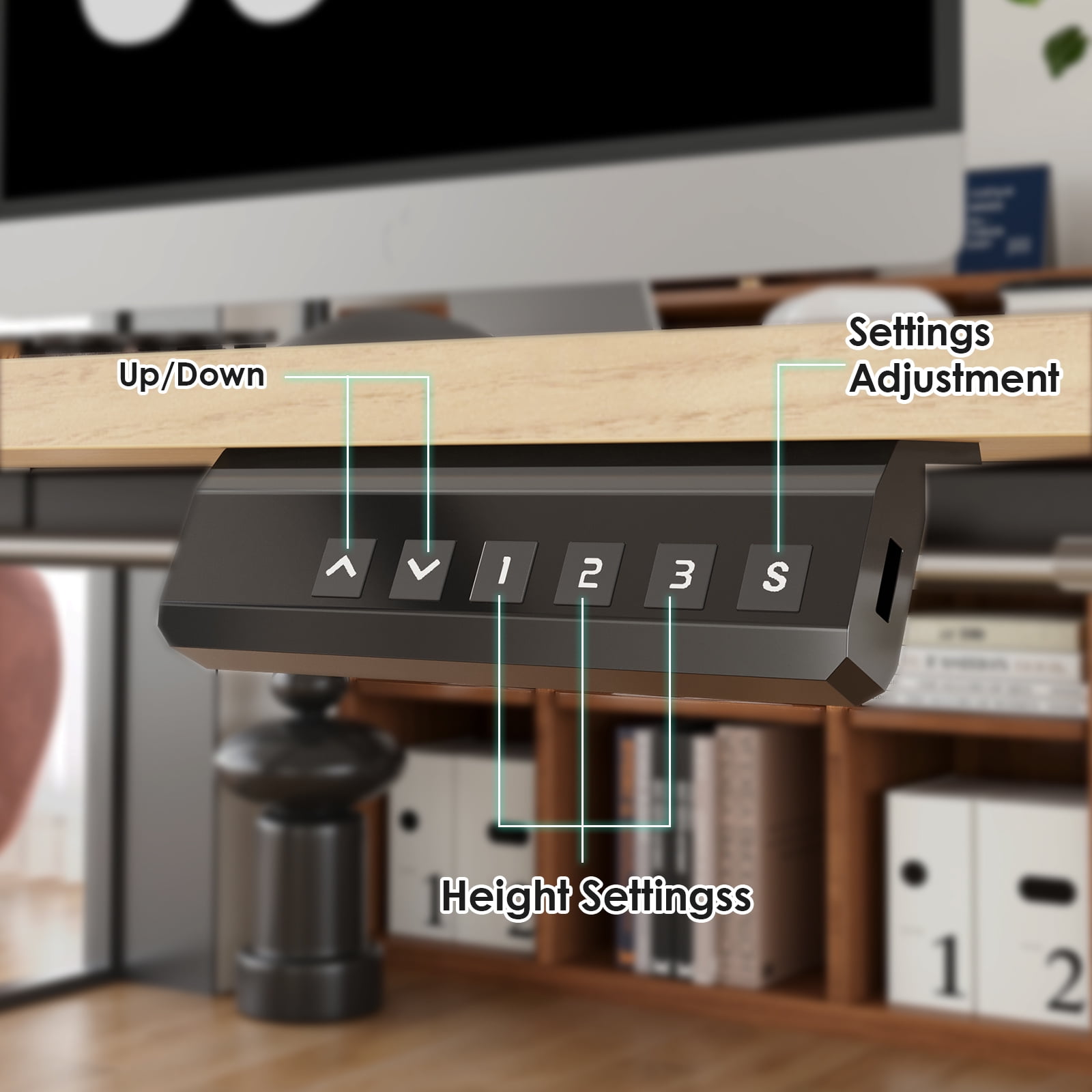 Farini Adjustable Standing Desk for Home Office, 40"x24" Electric Sit-Stand Desk with Splice Board, Nature