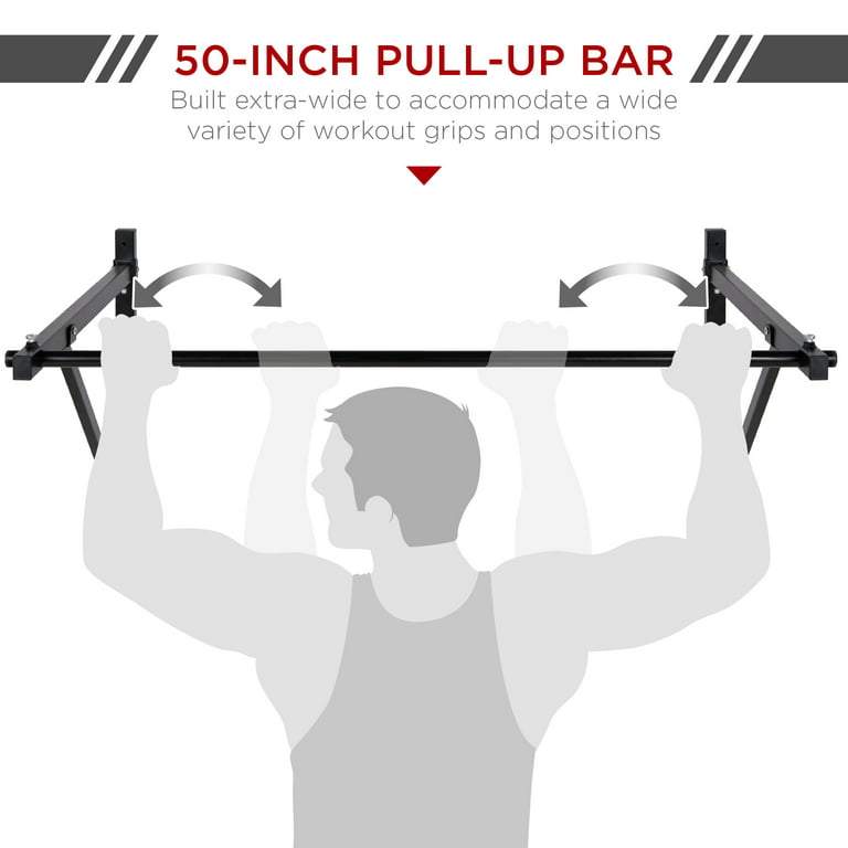 Best Choice Products 50in Heavy Duty Wall-Mounted Pull Up Bar Home Gym  Fitness Workout Chin Up Bar w/ 330lbs Weight Cap