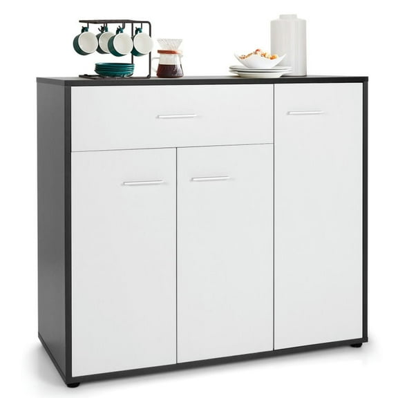 Spaco Buffet Sideboard Storage Cabinet with Spacious Table Top, Kitchen Cupboard, Cabinet for Indoor, White