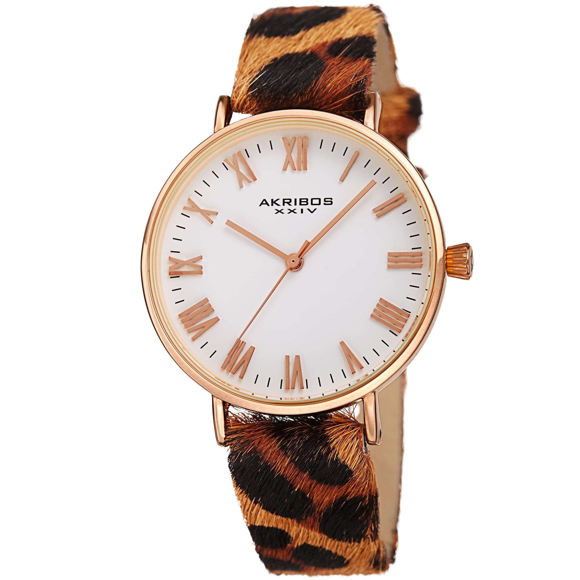 Akribos XXIV Ladies Stylish Animal Print Leather Strap Watch - AK1080 -  