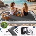thumbnail image 4 of Garvee Outdoor Rug 10x14ft Modern Bordered Reversible Plastic Straw Rug, Waterproof RV Camping Rug Foldable Patio Rug for Deck Porch Balcony Backyard Picnic Beach, Gray/White, 4 of 9