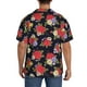 thumbnail image 3 of Balery Red Rose Flower Camisa Casual de Manga Corta con Botones para Hombre, Texturizada, Estilo Cubano, para Playa, Verano-Large, 3 of 5