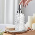thumbnail image 6 of JOGGEIL 2Pcs Glass Soap Dispenser, 18Oz Refillable Hand Soap Dispenser with Rust Proof Stainless Steel Pump, Gem Pattern Design for Kitchen and Bathroom,White, 6 of 6