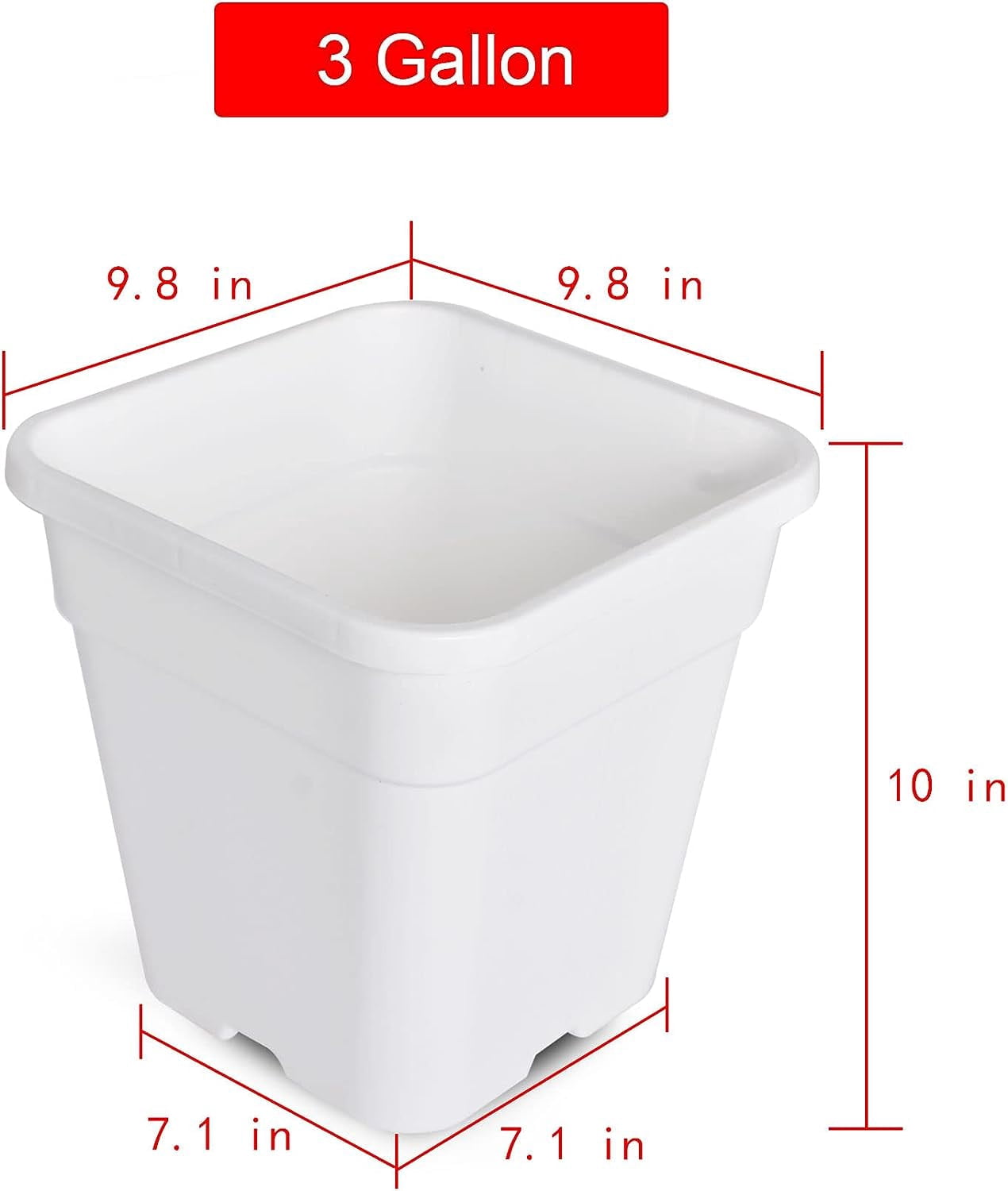 SHZAITOR 5/10 PACK Re-usable Square Nursery Pot 10 Gallon Plastic Grow Pots Plant