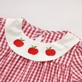 thumbnail image 4 of ZEHJUHAN Toddler Girls Plaid Dress Puff Sleeves Apple Embroidery Back to School Outfit for Daily Wear Red，2Y, 4 of 7