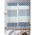 thumbnail image 3 of Boho Blue Aqua Sheer Curtains 96 Inch Length 2 Panels Set, Geometric Stripes Tribal Bohemia Retro Voile Window Treatment Semi Sheer Long Curtains Drapes for Bedroom/Living Room/Kitchen 52"x96"x2, 3 of 7