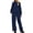 Dark Blue, variant on Women's 2 Piece Matching Lounge Set Elegant Wide Leg Loose Trousers and Long Sleeve Sweatshirt with Polka Print Casual Outfit