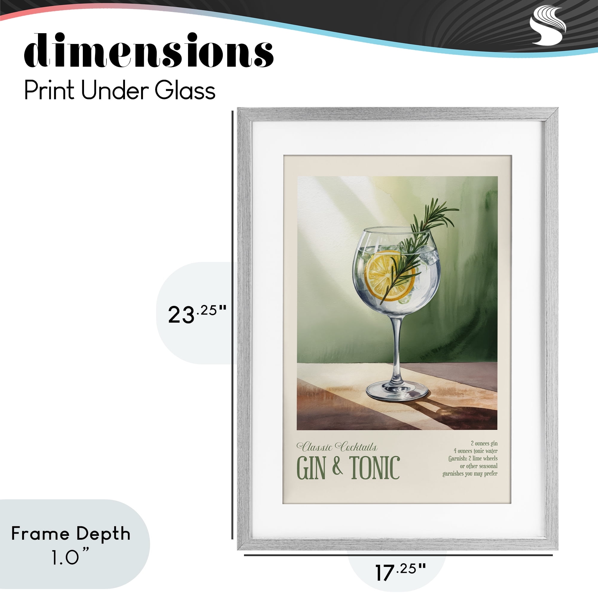 Stupell Industries Gin & Tonic Sun Rays Gray Framed Print Under Glass, design by Andreas Magnusson