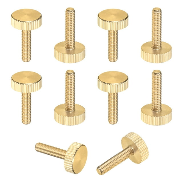 Uxcell 10-Pack Tornillos de Mariposa Estriados, M4x16mm Perillas de Cabeza Plana de Latón