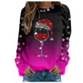 thumbnail image 1 of Chandail en Molleton pour Femmes Joyeux Temps Froid Chandails à Capuchon Femmes Imprimé de Noël Col Rond Chandail en Molleton Décontracté Col Rond Ajusté Chandail Tops Manches Longues Chandails à Capuchon Femmes Chemises d'Entraînement Blouse Ample, 1 of 4