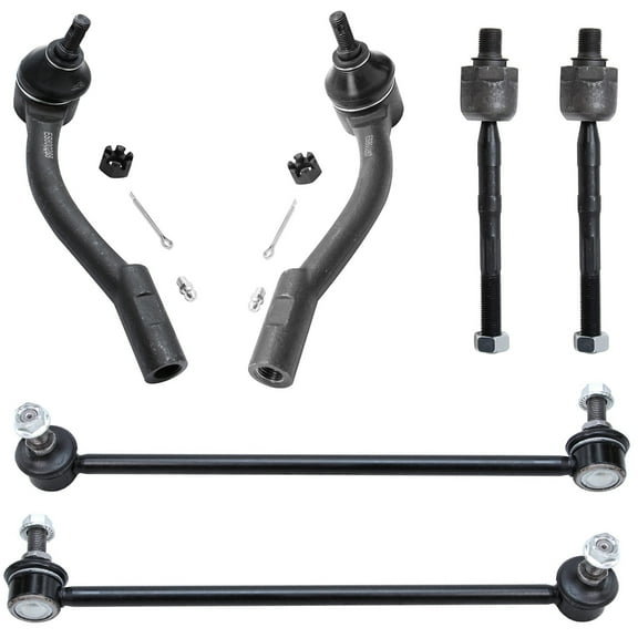Detroit Axle - Front 6pc Suspension Kit for 06-11 Hyundai Accent, 4 Tie Rod Ends 2 Sway Bars 2006 2007 2008 2009 2010 2011 Replacement