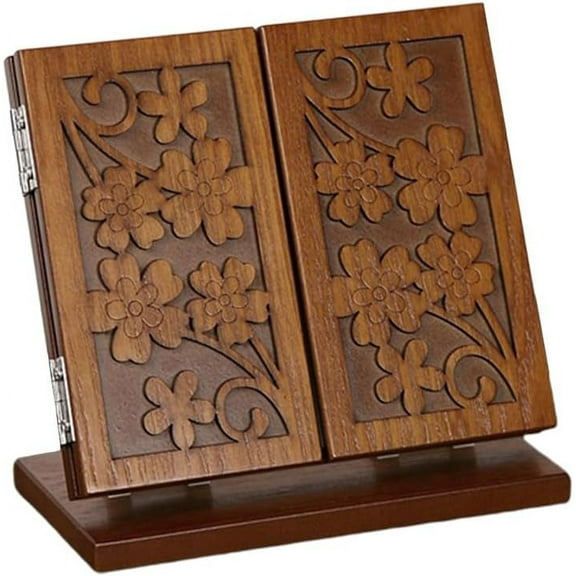 1pc Wood Dressing Table Mirror - Carved Vanity Makeup Mirror With Three Mirrors - Indoor Desktop & Standing Makeup Mirror