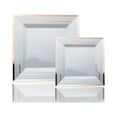 thumbnail image 6 of Exquisite Wedding & Party Dinnerware, Disposable Plastic Square Salad/Dessert Plates (8 Inch) - White with Rose Gold Rim - 40 Pack, 6 of 7