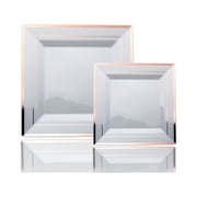 Exquisite Wedding & Party Dinnerware, Disposable Plastic Square Dinner Plates (9.5 Inch) - White with Rose Gold Rim - 40 Pack
