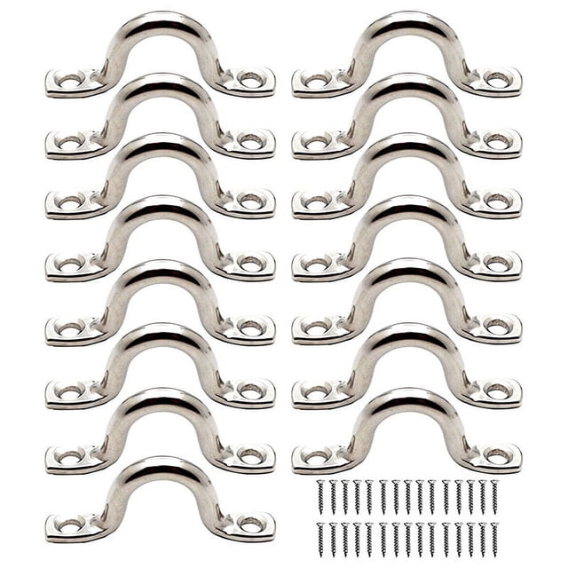 15Pcs Stainless Steel Peck Plate Eye Plates Ceiling Hook Kayak Eye Plate Kayak Pad for Kayak Canoe, Kayak Canoe Rigging,15 x Kayak Eye Pad Bracket 30 x screw,Silver