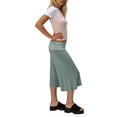 thumbnail image 5 of Cropped Pants Womens Casual Wide Leg Low Rise Fold Over Stretch Gaucho Pants for Summer Sweatpants Beach Holiday Streetwear Green S, 5 of 6