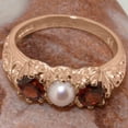 thumbnail image 5 of LBG British Made 10k Rose Gold ring with Cultured Pearl & Garnet Womens Engagement Ring - 33 size options - Size 11, 5 of 7