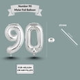 thumbnail image 3 of Silver Number 90 Mylar Foil Balloon 40 inch - Helium or Air Filled Metallic Balloons for 90th Birthday Hbd Party, Anniversary, Graduation Decorations, 3 of 9