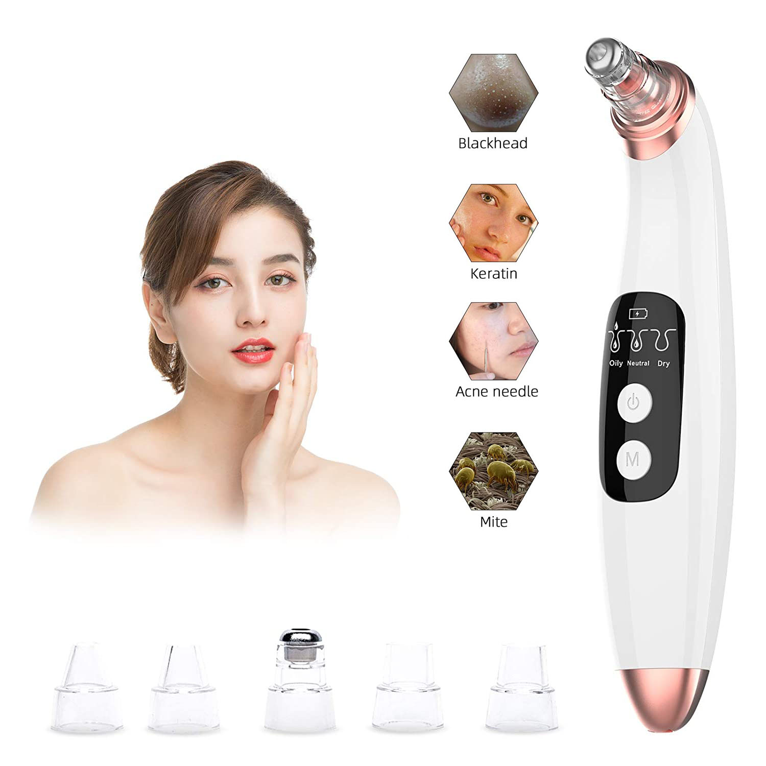 Pore Vacuum, Blackhead Remover Electric Facial Pore Cleaner with 6  Changeable Functional Probes, USB Rechargeable Pore Cleaner - Walmart.com
