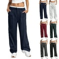 thumbnail image 3 of YUEHUA Women's Wool Blend Elastic Waist Straight Leg Business Casual Pants 2026, 3 of 6