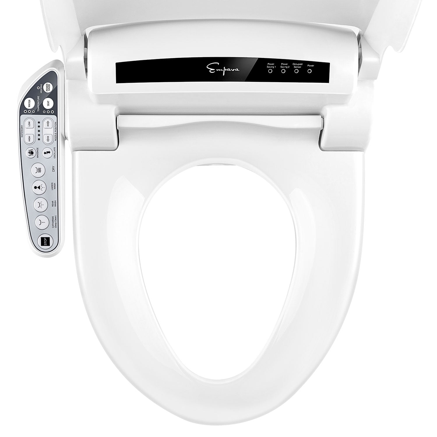Elongated Toilet Seat - Electric Bidet Seats - Warm Air Dryer and Temperature Controlled Wash Functions in White