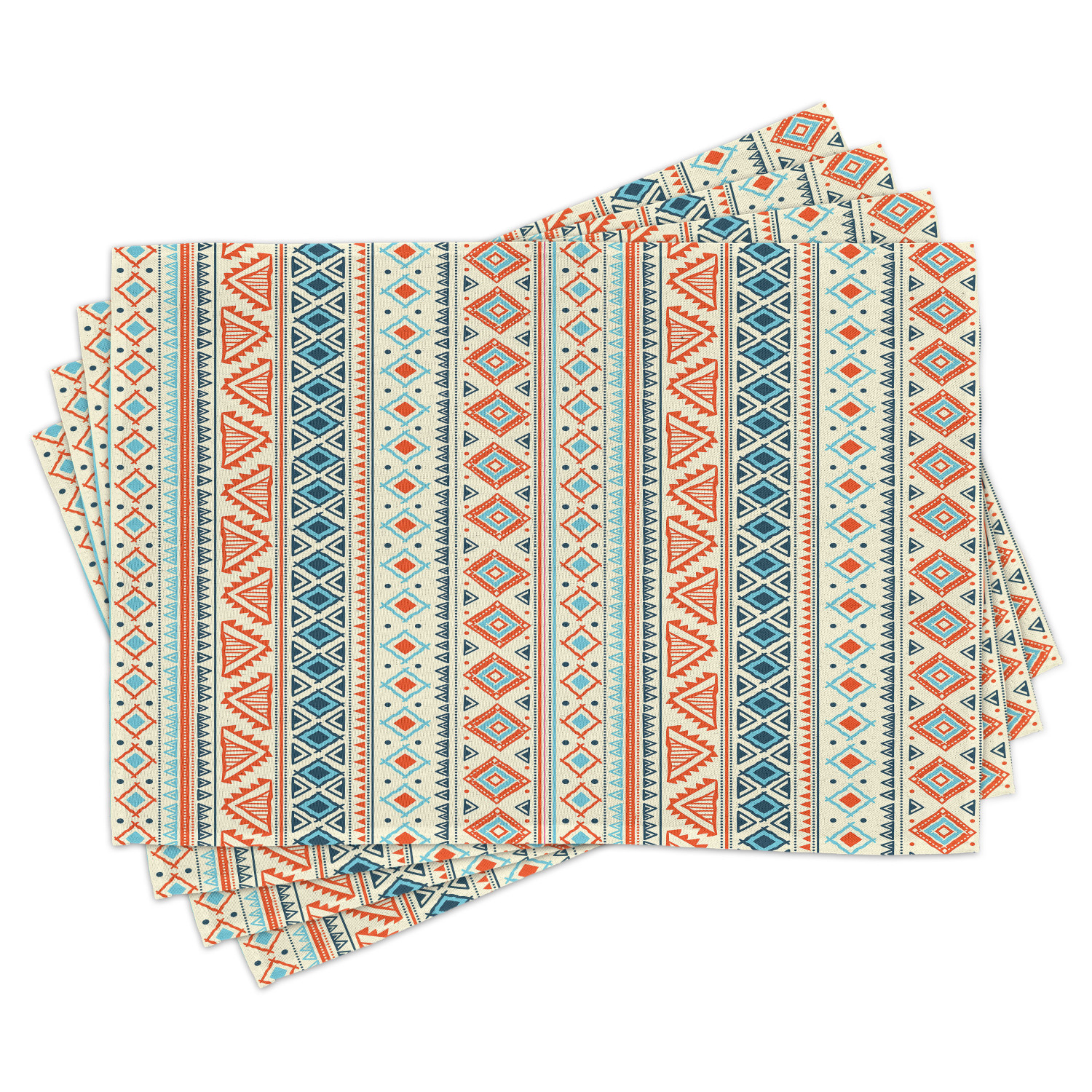 Tribal Placemats Set of 4 Mexican Style Aztec Patterned Retro Hand