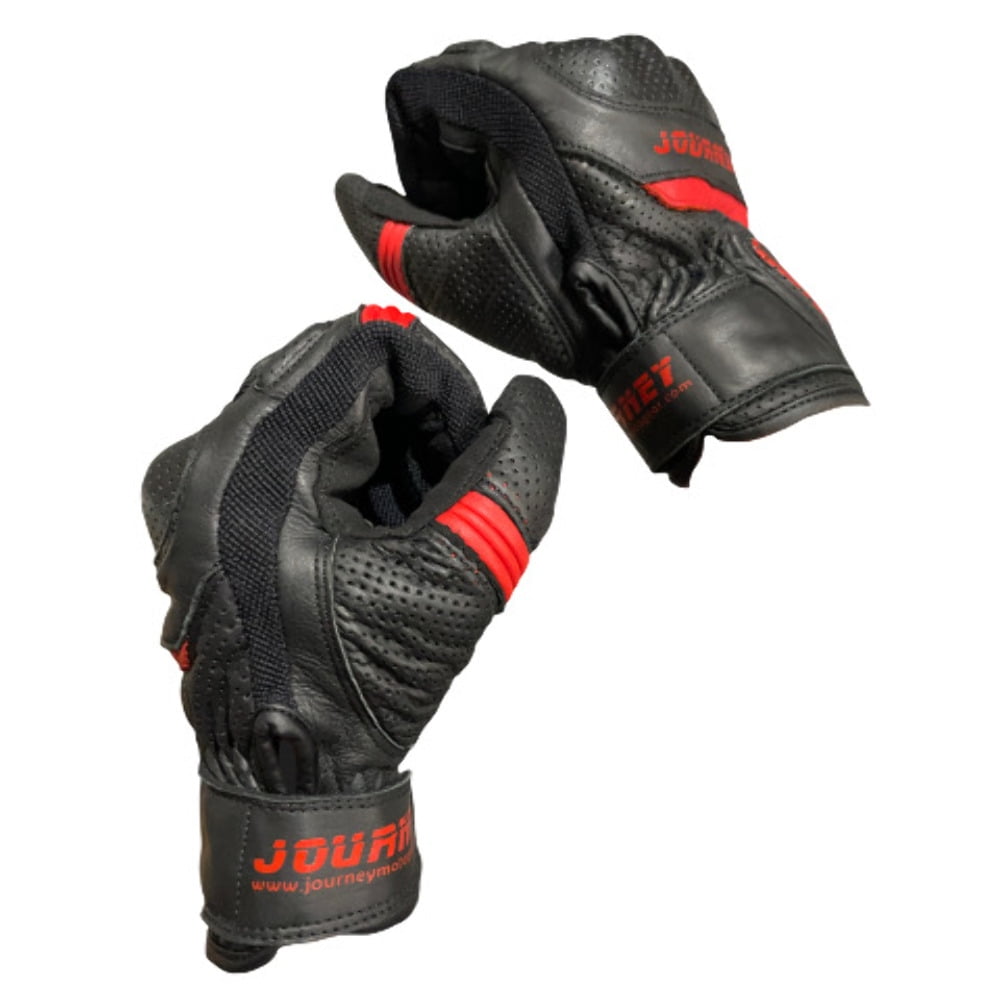 Journey Tech-Vent Premium Leather Men's Breathable Touchscreen Motorcycle Gloves