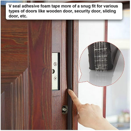 Weather Stripping For Door Windows X 26 Feet Long V Shape Adhesive Strip Frame Seal Pu Foam Insulation Anti Collision Soundproof 0 3 Inch Brown Weather Stripping For Door Windows X 26, Foam Weather Stripping Sliding Door