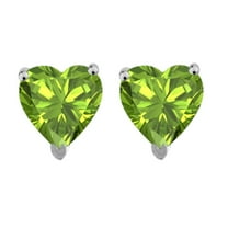 Round Peridot Earrings in Sterling Silver ( 6mm )