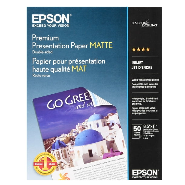 toewijding Handelsmerk Voorkomen Epson Premium Presentation Paper Matte, Double-Sided (8.5" x 11") (50  Sheets/Pkg) S041568 - Walmart.com