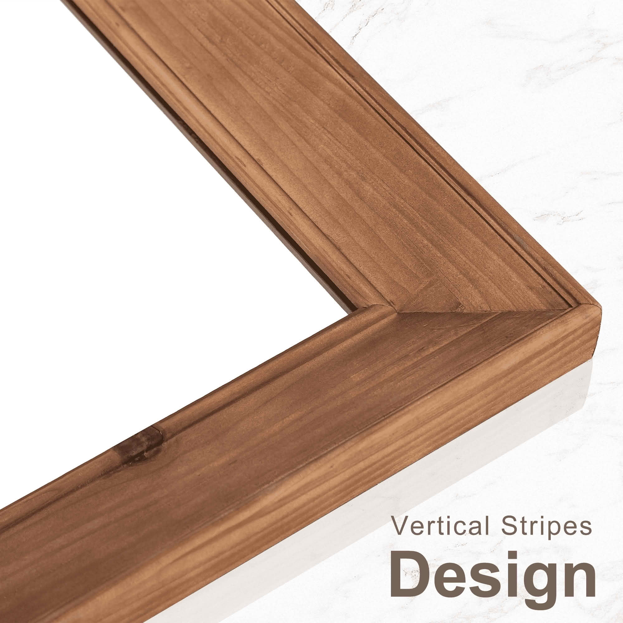 MAYEERTY 71x31x2 Inch Brown Wood Vertical Stripe Right Angle Rectangular Full Length Mirror with Stand for Bedroom
