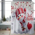thumbnail image 2 of Cute Snowman Winter Bathroom Shower Curtain Merry Christmas White Pine Branch Waterproof Washable Shower Curtains for Bathtub Bath Decor with Grommets and Hook 66 X 72 Inch, 2 of 8