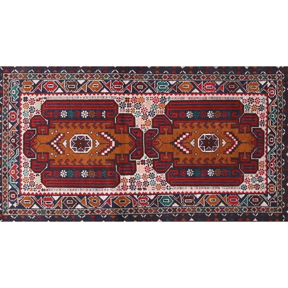 Ahgly Company Machine Washable Indoor Rectangle Traditional Saffron Red Area Rugs, 2' x 4'