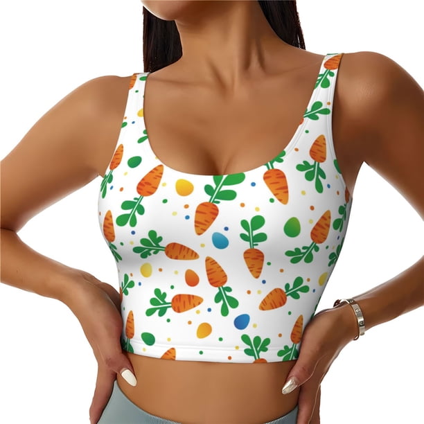 Balery Cute Carrot Sujetadores deportivos con espalda cruzada para mujer, acolchados, sin costuras, de alto impacto, ideales para yoga, gimnasio, entrenamiento y fitness.-