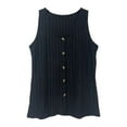 thumbnail image 7 of Bovemsi Women's Tanks & Camis 2025 New Ribbed Tank Top Round Neck Button Knitted Black Camisole, 7 of 7