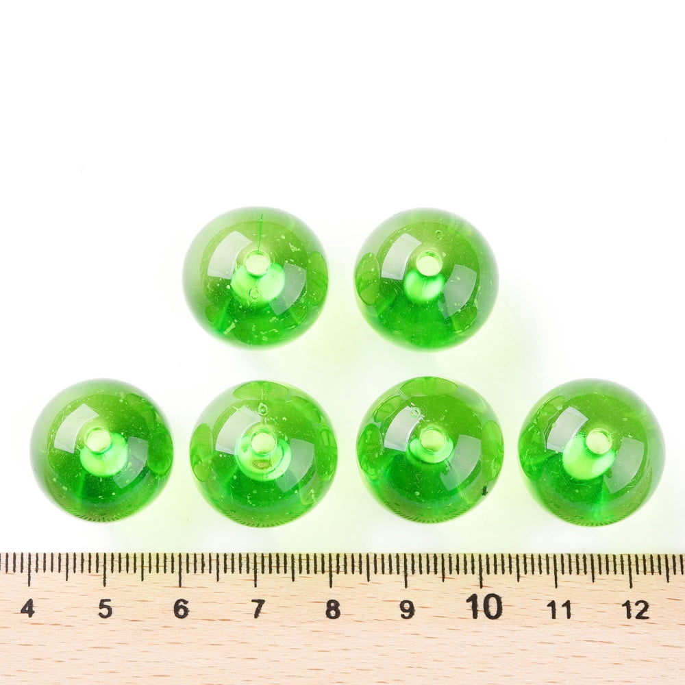 Transparent Acrylic Beads Round Lawn Green 20x19mm Hole: 3mm 111pcs/500g