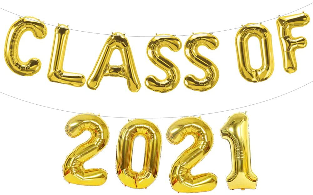 Details about   16In Class of 2021 Foil Balloon Banner Mylar Letter and Number Balloons Garland 