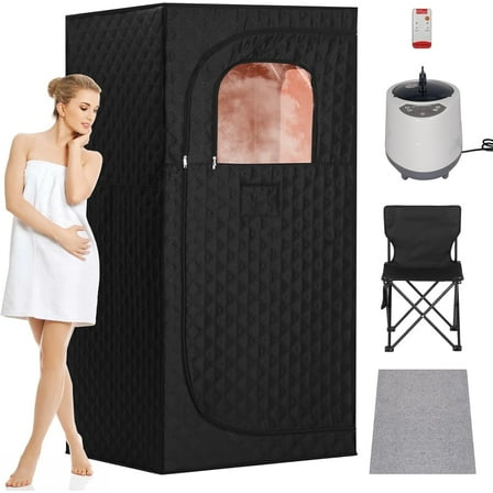MUCHANT 9 Levels Portable Steam Sauna, Indoor Sauna Box with Remote Control for Home, Easy to Install Steam Sauna, Black(31.49"x31.49"x74.8")