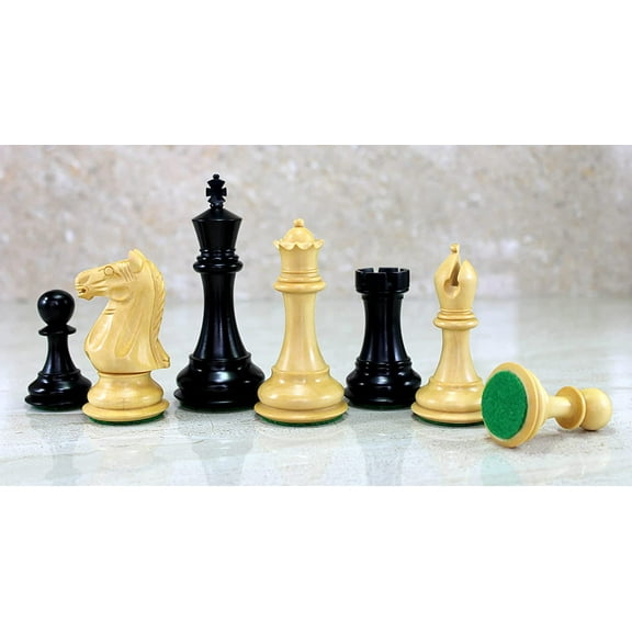 StonKraft Staunton Style Wooden Chess Pieces Chessmen Chess Coins (4" King with Extra Queens)