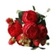 thumbnail image 2 of Ramo de rosas artificiales de imitación, elegantes rosas artificiales de 5 cabezas para interior Rojo, 2 of 6