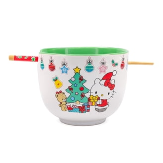 Hello Kitty X Friends My Melody Ramen Bowl & Chopsticks Set - Ceramic, Microwave & Dishwasher Safe, 6x6 Inches