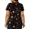 thumbnail image 5 of Dwralegc Valentines Day Scrub Uniforms Women V Neck Top Heart Pattern Short Sleeve Nurse Oversized Shirts Stretch Uniform Black 2XL, 5 of 5