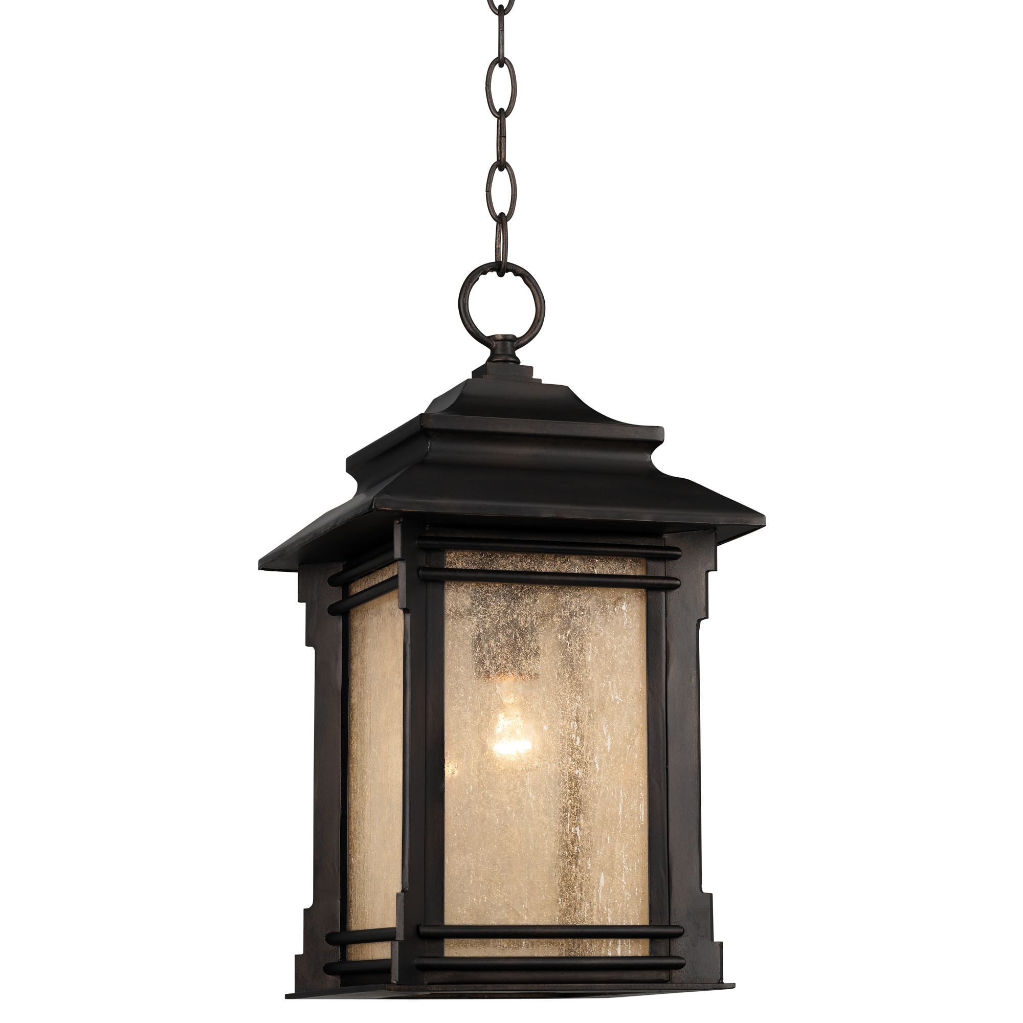 Franklin Iron Works Rustic Outdoor Ceiling Light Hanging Lantern Walnut Bronze 19 1 4 Frosted Glass Damp Rated For Porch Patio Walmart Com Walmart Com